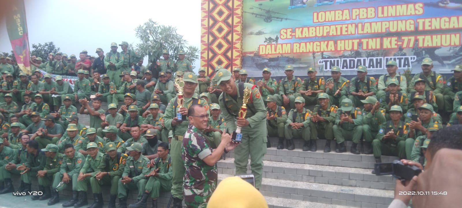 Juara pertama Komandan pleton dalam lomba PBB Linmas dalam rangka HUT TNI ke-77 Kab. lampung Tengah.